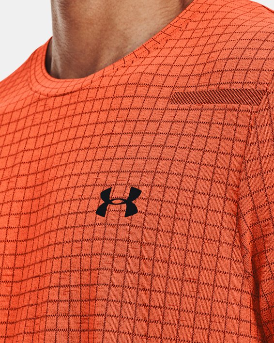 Men's UA Seamless Grid Short Sleeve, Orange, pdpMainDesktop image number 3